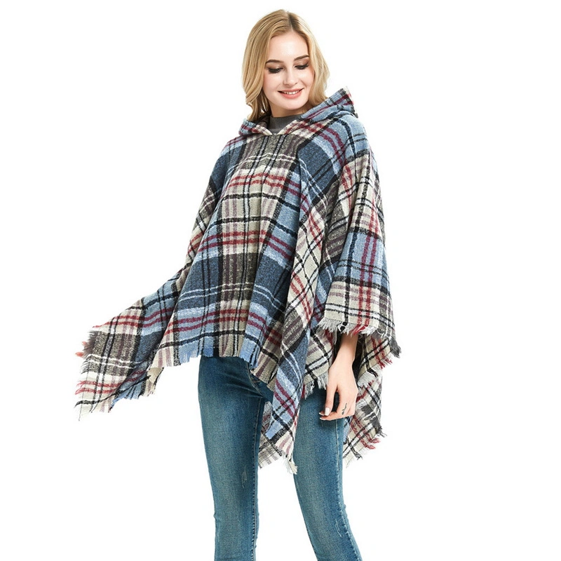 High Quality Hooded Shawl Wrap Poncho for Women