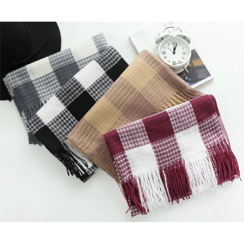 Wholesale Tartan Checked Long Scarf with Tassel for Ladies