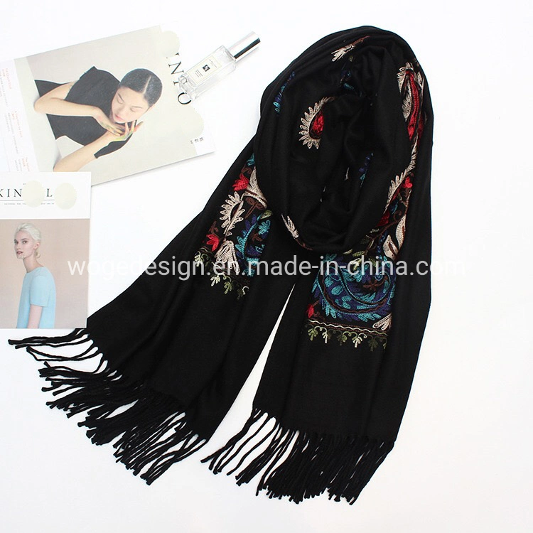 Tops Sold Maxi Cashmere Feeling Mujer Wedding Dress Dupatta Shawl Wrap Boho Embroidered Factory Winter Pashmina