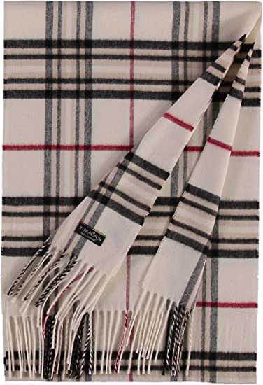 Mens Women Winter Warm Cashmere Felling Plaid Tassel Soft Long Cotton Scarf