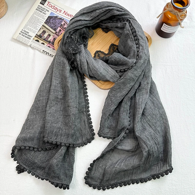 Solid Cottton Scarf for Women Lightweight Shawl Wrap