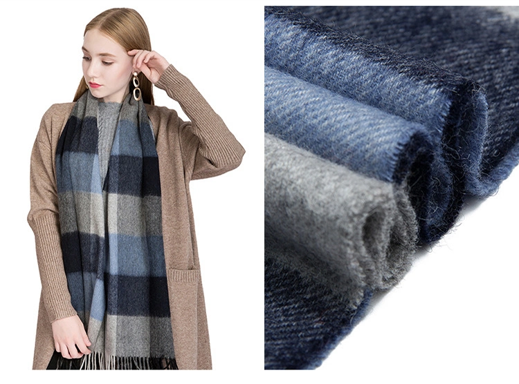 Wholesale Premium Simple Plaid Pure Wool Women Scarf