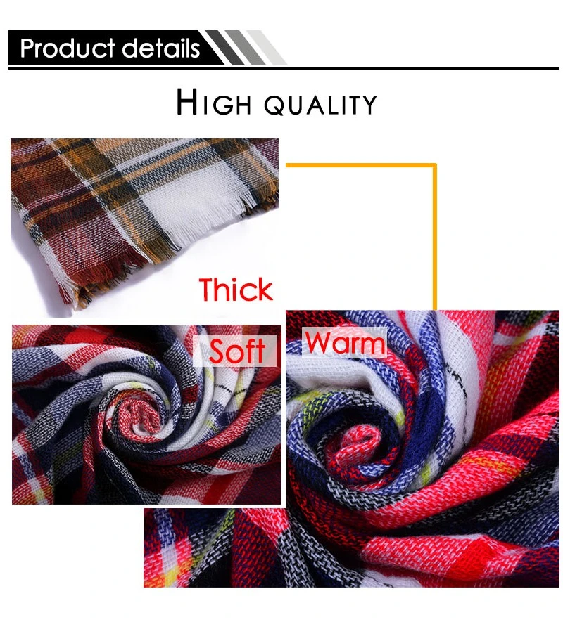 Knitted Spring Winter Women Scarf Plaid Warm Cashmere Scarves