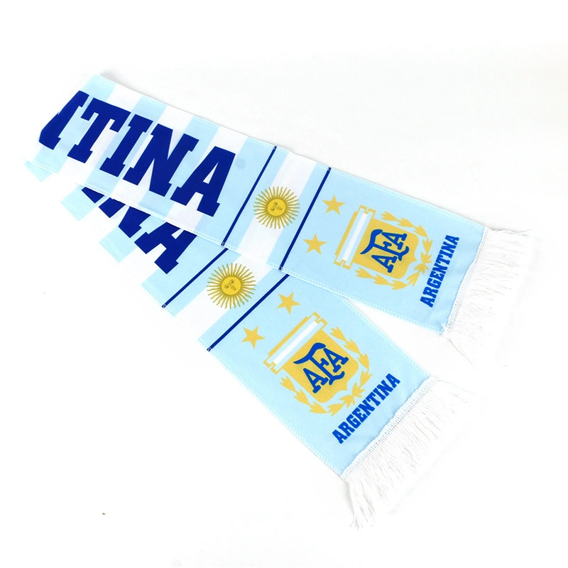 Factory Custom Logo Fans Knitted Acrylic Football Soccer Scarf