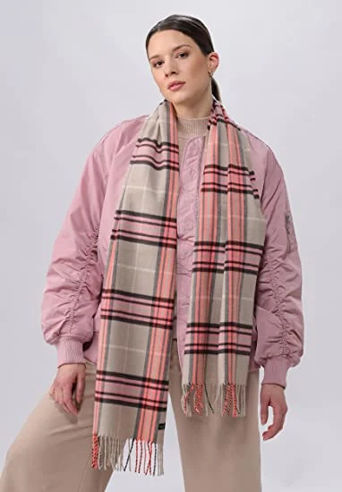 Mens Women Winter Warm Cashmere Felling Plaid Tassel Soft Long Cotton Scarf