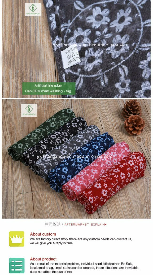 Hot Sell Circle Printed Viscose Shawl Fashion Lady Scarf