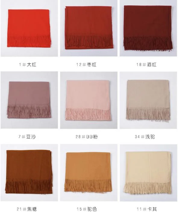 Fringed Winter Cashmere Scarves 100% Polyester Thermal Scarves 70X180cm