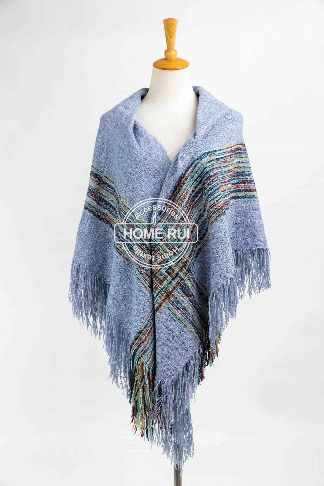 Wholesaler Outerwear Apparel Accessory Women Spring Winter Lilac Long Fringe Checks Grid Tartan Warm Pashmina Windowpane Beach Headwear Blanket Scarf Shawl