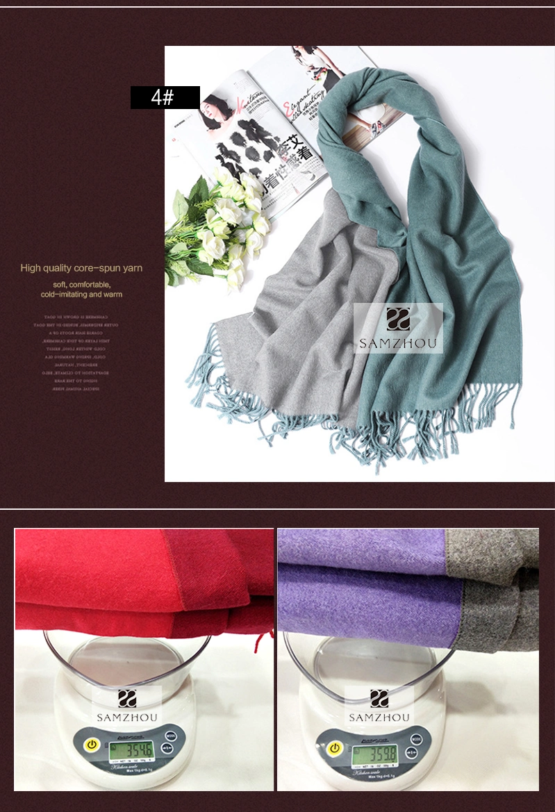 Winter Core Spun Yarn Scarf Two Tone Colour Fashion Shawl