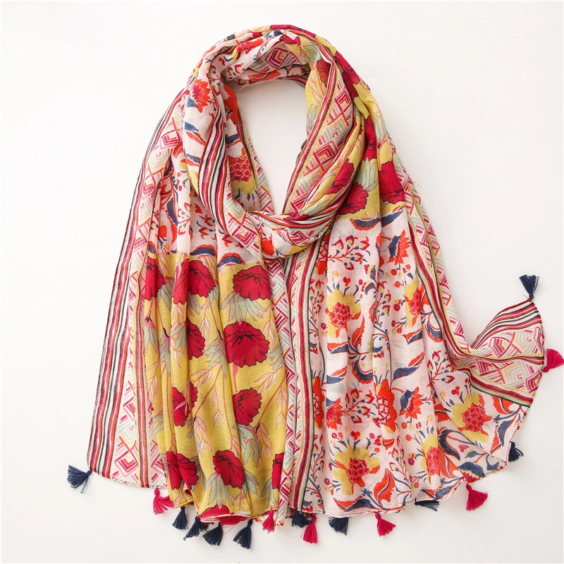Hot Sell 2022 Spring Light Scarves Ladies Fashion Floral Printing Scarf with OEM Designed
