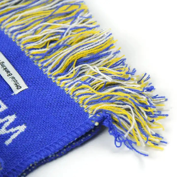Factory Custom Logo Fans Knitted Acrylic Football Soccer Scarf
