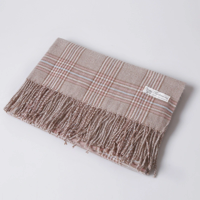 Striped Plaid Cashmere Scarf Women&prime;s New Autumn and Winter Bristle Thickened Warm Tassel Shawl Gift Scarf