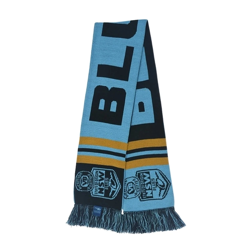 Fashion Knitted Scarves High Quality Cheap Custom Logo Fan Knitted Sports Soccer Club Football Fans Scarf Winter Warm Stretch Soft Knitted Acrylic Scarf