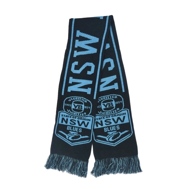 Fashion Knitted Scarves High Quality Cheap Custom Logo Fan Knitted Sports Soccer Club Football Fans Scarf Winter Warm Stretch Soft Knitted Acrylic Scarf