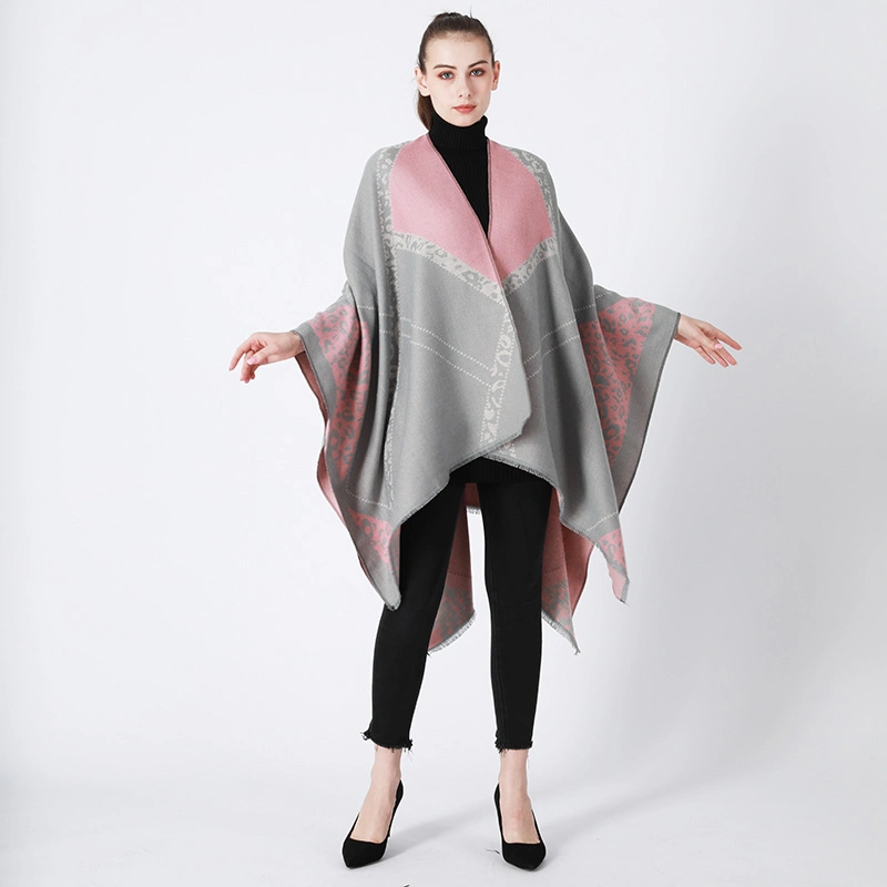 Pink Grey Girls Women Indoor and Outdoor Using Poncho Cape for Europe