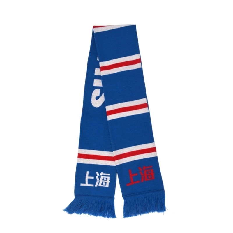 Fashion Knitted Scarves High Quality Cheap Custom Logo Fan Knitted Sports Soccer Club Football Fans Scarf Winter Warm Stretch Soft Knitted Acrylic Scarf