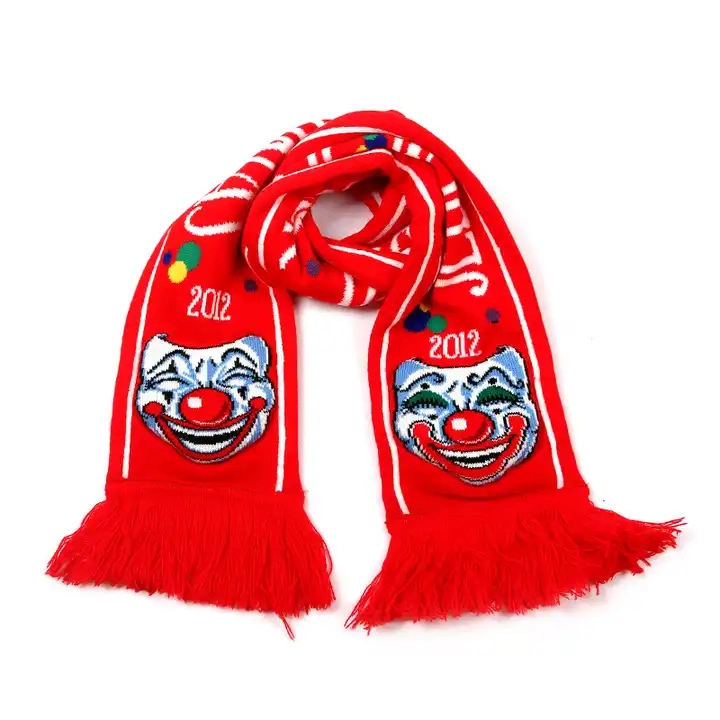 Factory Custom Logo Fans Knitted Acrylic Football Soccer Scarf