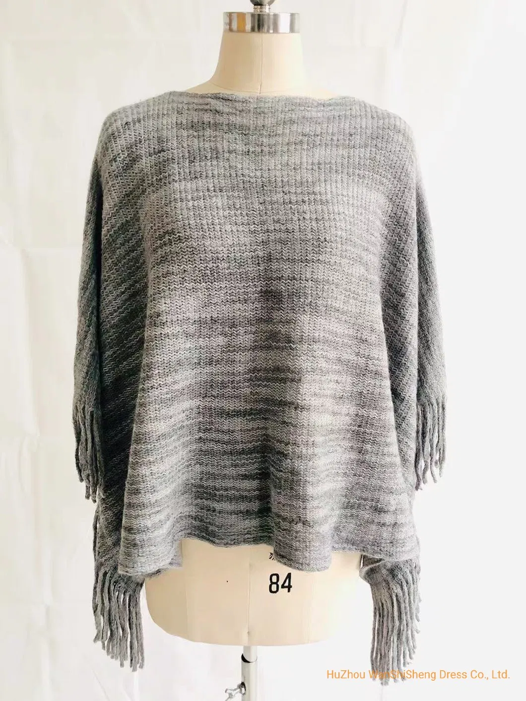 Ladies Section Yarn Dye Ruana Gray Color Knitted Shawl Warm Winter Poncho/Ruana/Warp/Cape