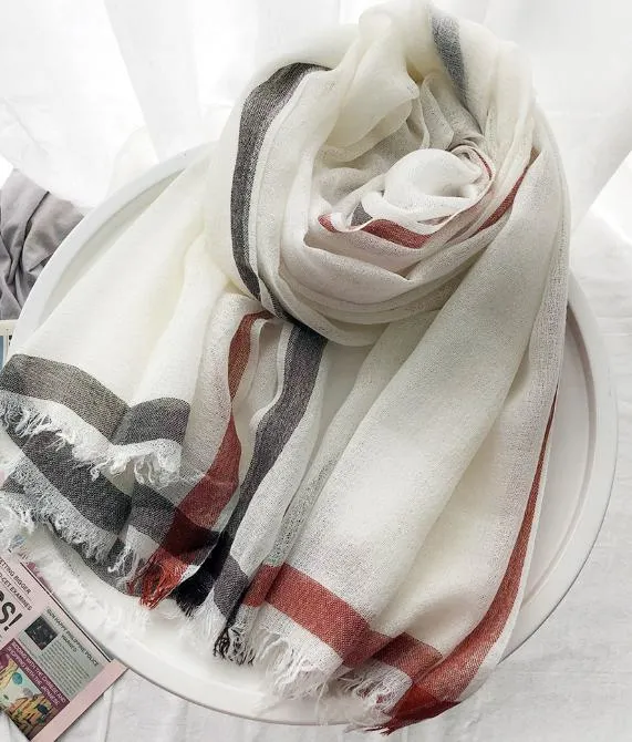 Autumn and Winter Latest Big Size Strip Pattern Lady Long Fashion Scarf