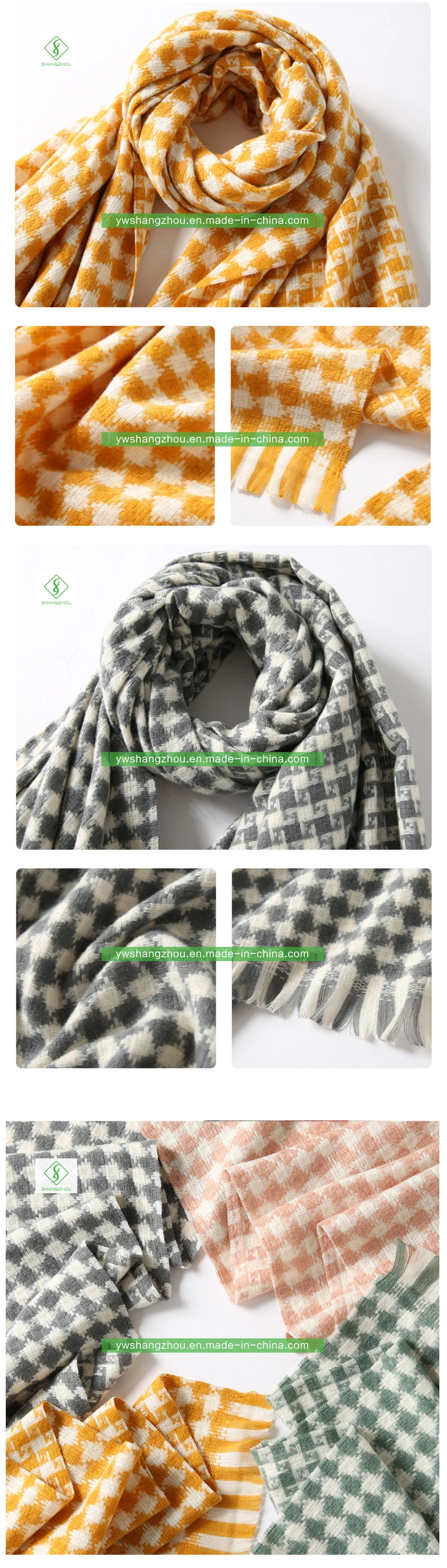 European Cashmere Rhombus Plaid Scarf Fashion Female Winter Shawl