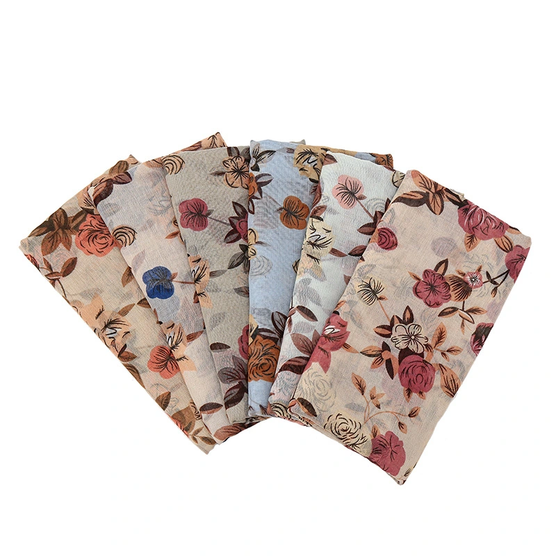 New Style Floral Print Bali Yarn Beach Towel Travel Sun Shawl Polyester Cotton Long Soft Lady Scarf