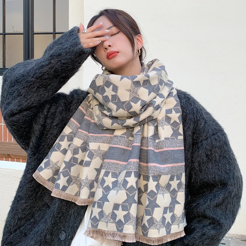 Wool Scarf Female Winter Korean Version of Wild Mother Cashmere Shawl