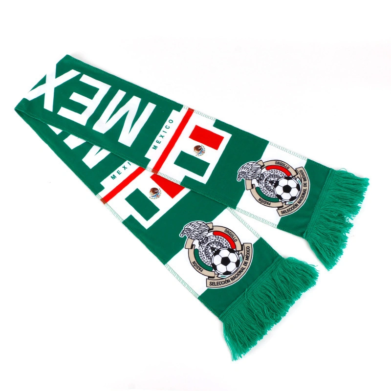 Factory Custom Logo Fans Knitted Acrylic Football Soccer Scarf