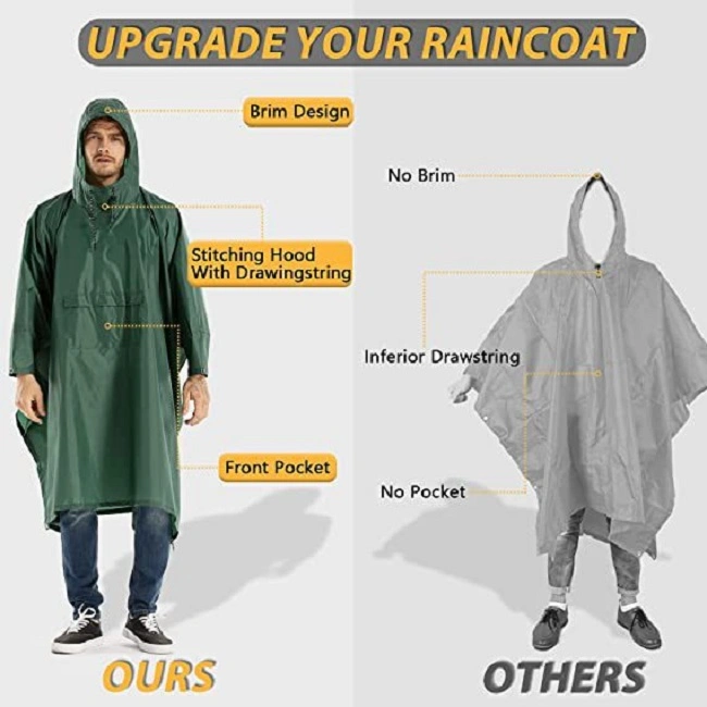 Factory Wholesale Hood Emergency Rain Fit Men Women Waterproof Breathable Poncho