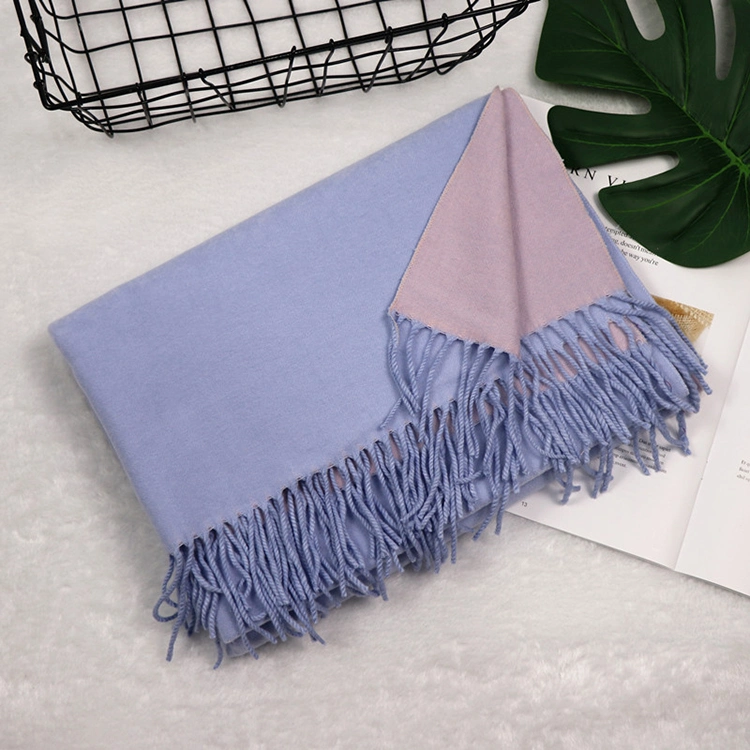 Solid Color Shawl Thick Long Fringe Cashmere Wool Scarf