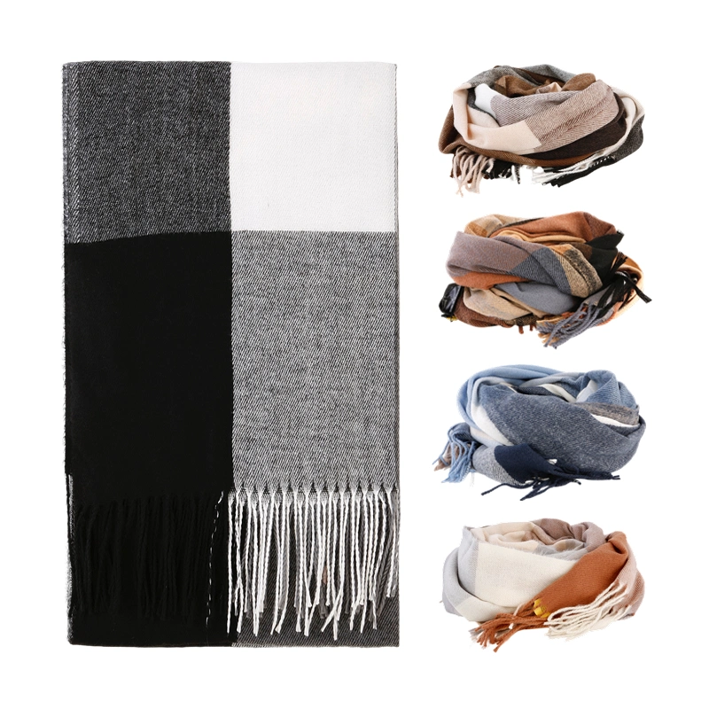 Shawl Blanket Plaid Tassel Cashmere Winter Scarf for Men