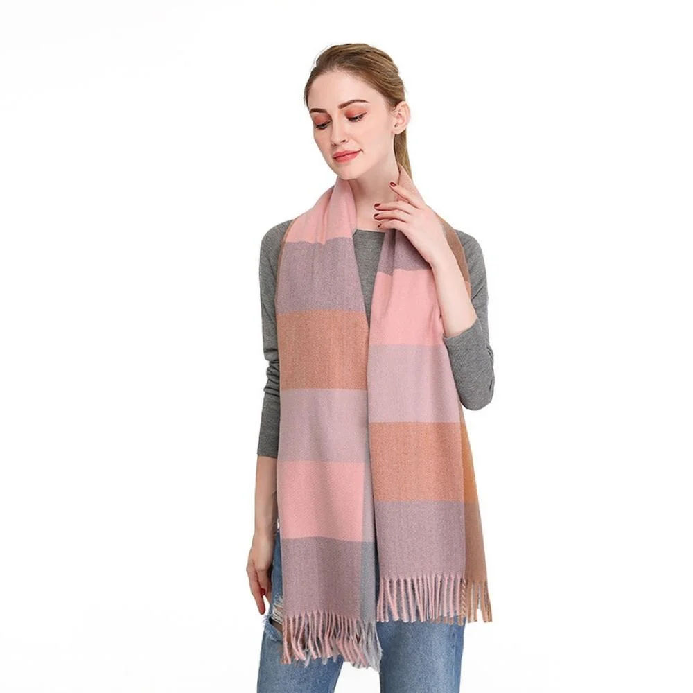 Women Scarf Warm Long Shawl Wraps Wool Large Scarf Long Plaid Shawls Wraps Big Grid Wyz19977