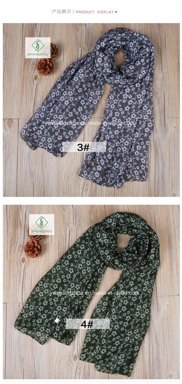 Hot Sell Circle Printed Viscose Shawl Fashion Lady Scarf