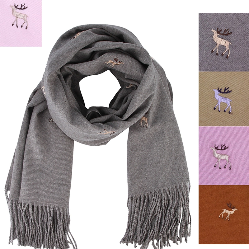 Embroidered Cashmere Scarf Shawl Thickened Long Fringed Scarf