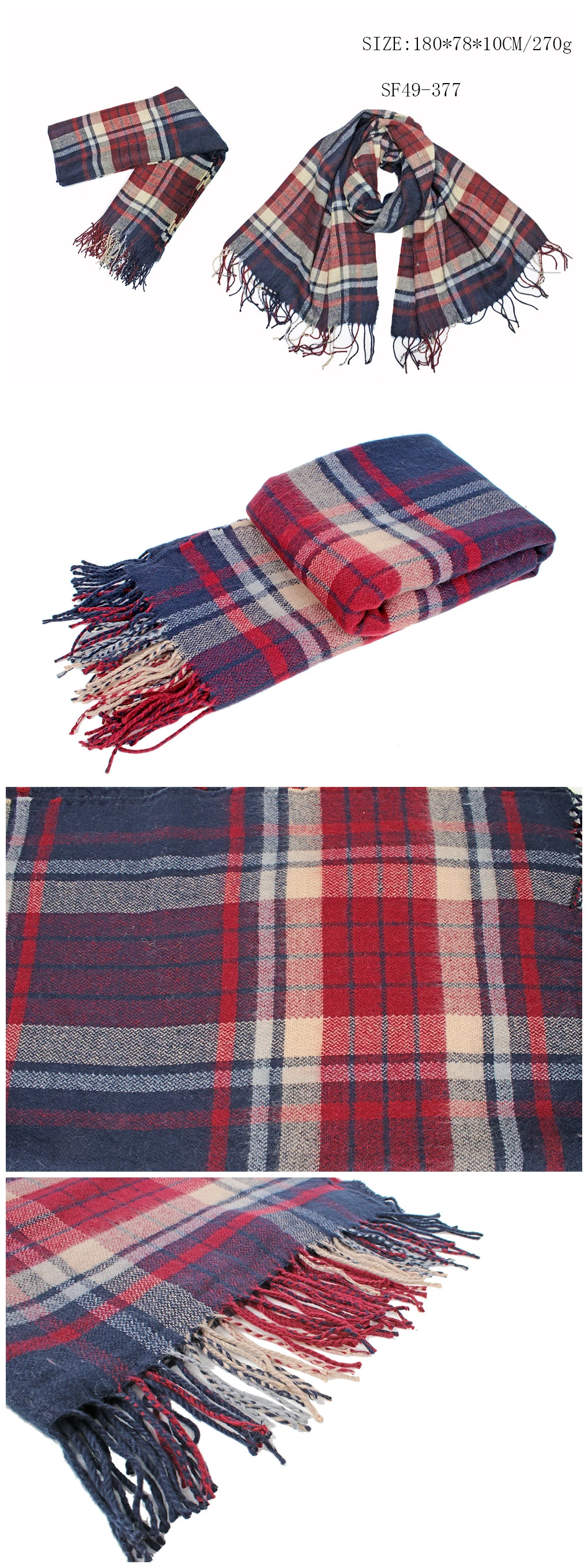 Hot New Best Style Handsome Designer Brand Man Nice Scarves Soft Hand Feel Faux Wool Men&prime;s Woven Check Warm Long Scarf for Boys