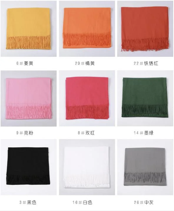 Fringed Winter Cashmere Scarves 100% Polyester Thermal Scarves 70X180cm