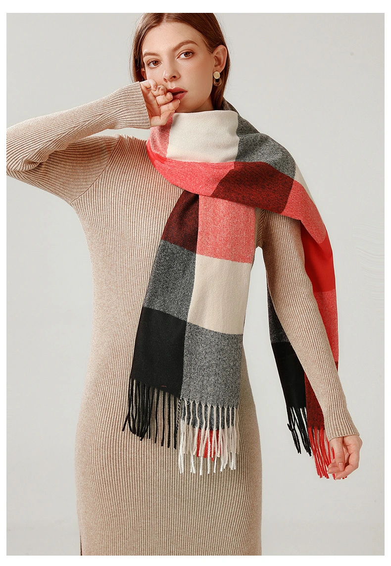 Winter Ladies Scarf Striped Plaid Shawl Elegant Lady Style Winter Scarf