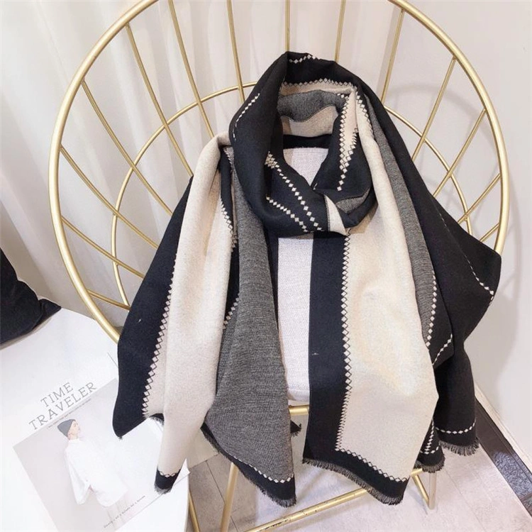 Scarf Women&prime;s Decorative Warm Neck Imitation Cashmere Air Conditioned Room Tassel Shawl