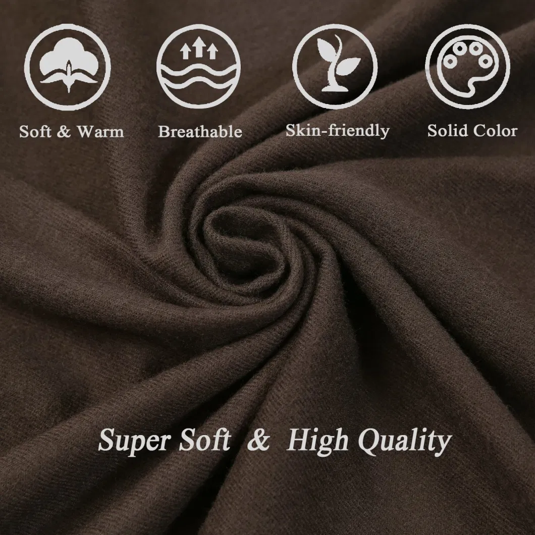 Medium Thickness Ladies Coffee Pashmina Wool Shawls and Cape Wraps