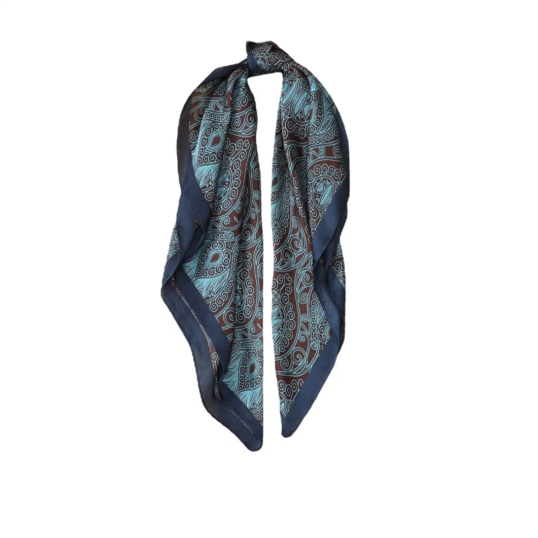 Fashion Style Women Silk Square 70*70cm Chiffon Satin Twill Print Jacquard Color Soft Decorative Hair Band Lady Scarf