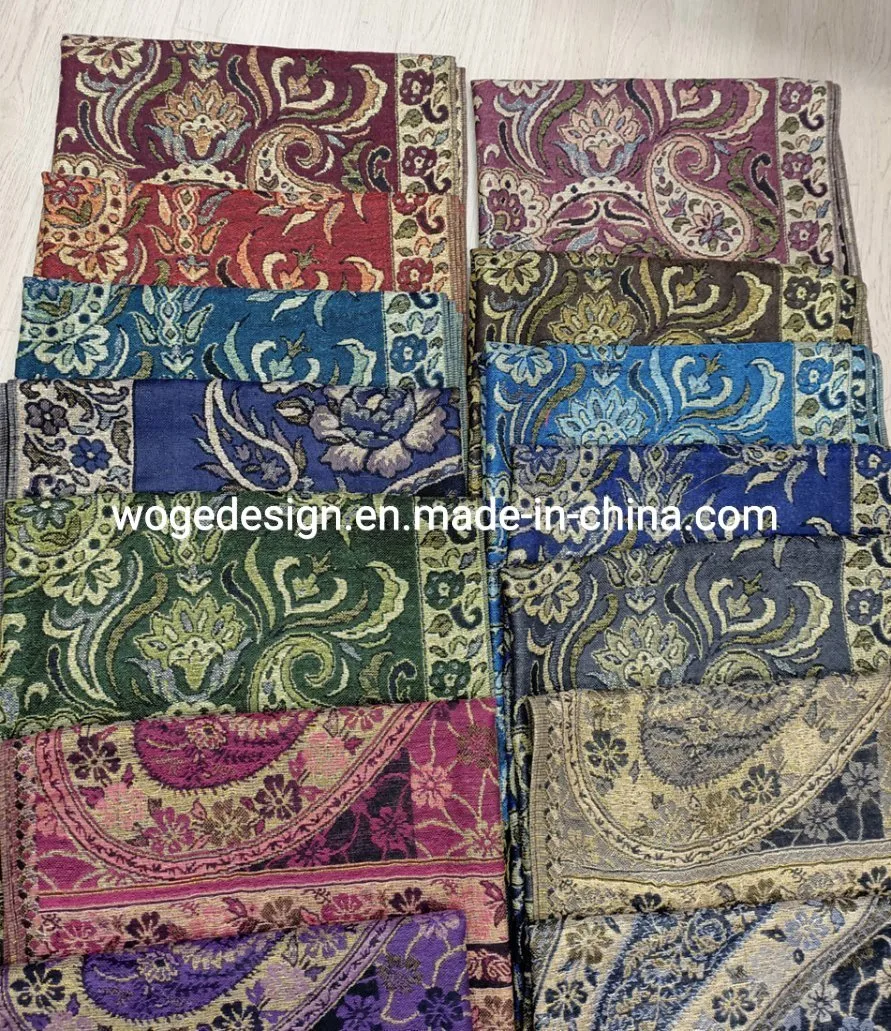 Yiwu Woge Manufacturer Mujeres Soft High Quality Nice Scarf Tippet Muffler Jacquard Paisley Floral Polyester Supplier Pashmina