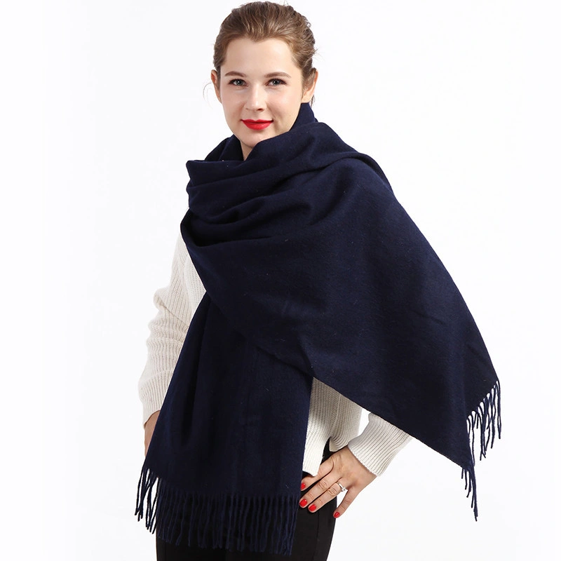 Wholesale Classic Plain Pure Wool Shawl Winter Luxury Pashmina Wrap for Woman