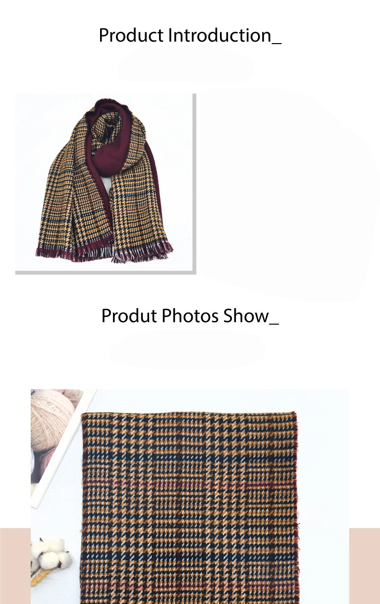 Women Fashion Houndstooth Scarves Girls Winter Tartan Plaid Design