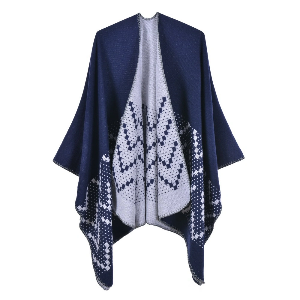 Winter Warm Oversized Printing Blanket Cape Wraps Shawl Cardigans