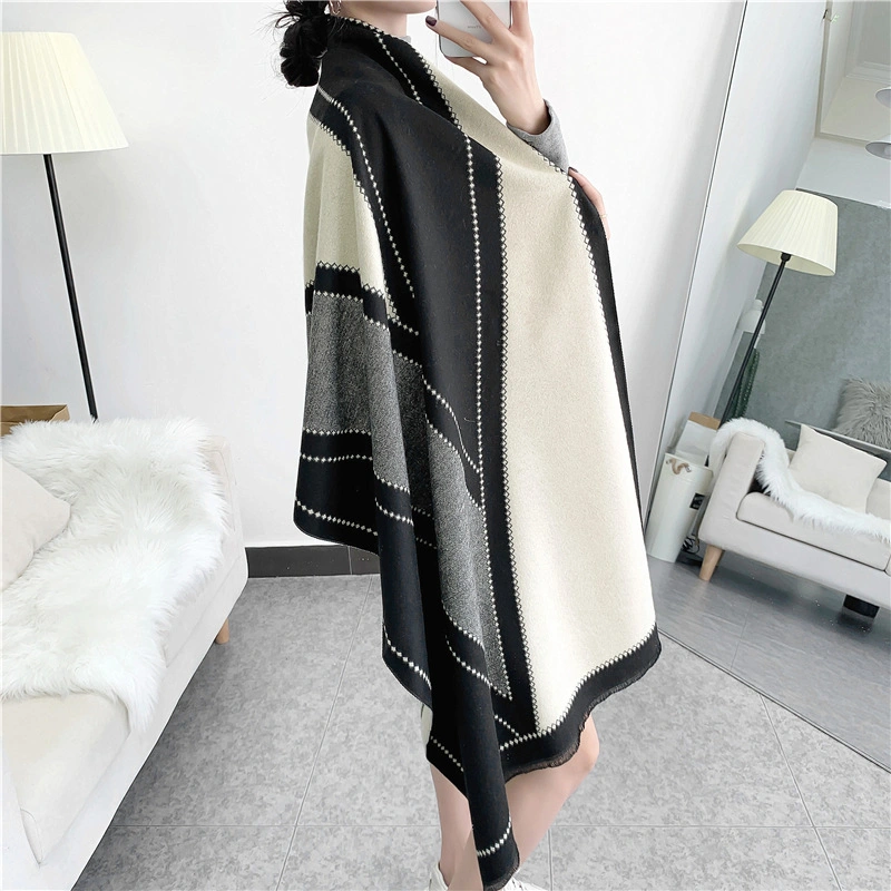 Scarf Women&prime;s Decorative Warm Neck Imitation Cashmere Air Conditioned Room Tassel Shawl