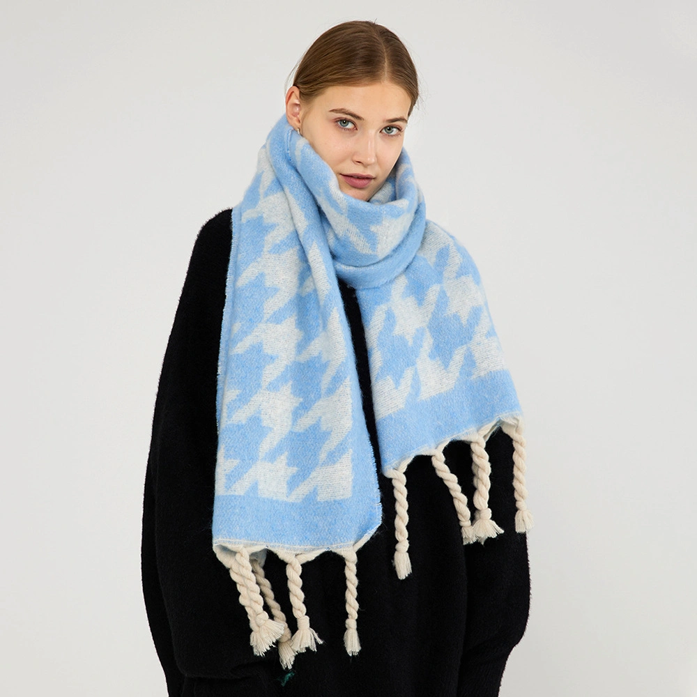 New Hand-Knotted Faux Cashmere Jacquard Scarf Women&prime;s Fall and Winter Neck Shawl