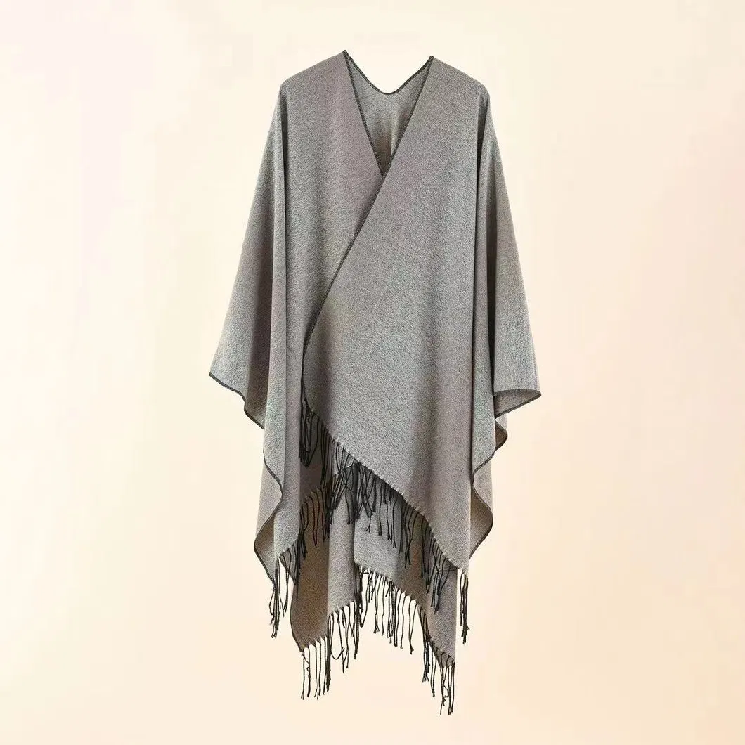 New Gradient Poncho Women Woven Ponchos and Capes Winter Cashmere Shawl/Kimono