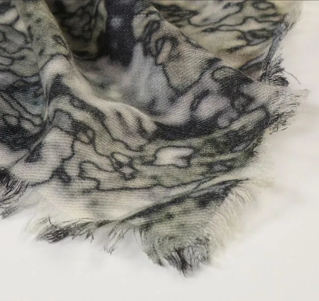 100% Wool Scarf with Floral