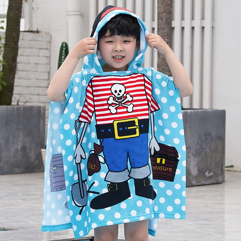 Microfiber Kids Hooded Bath Towel Beach Towel Toddler Poncho