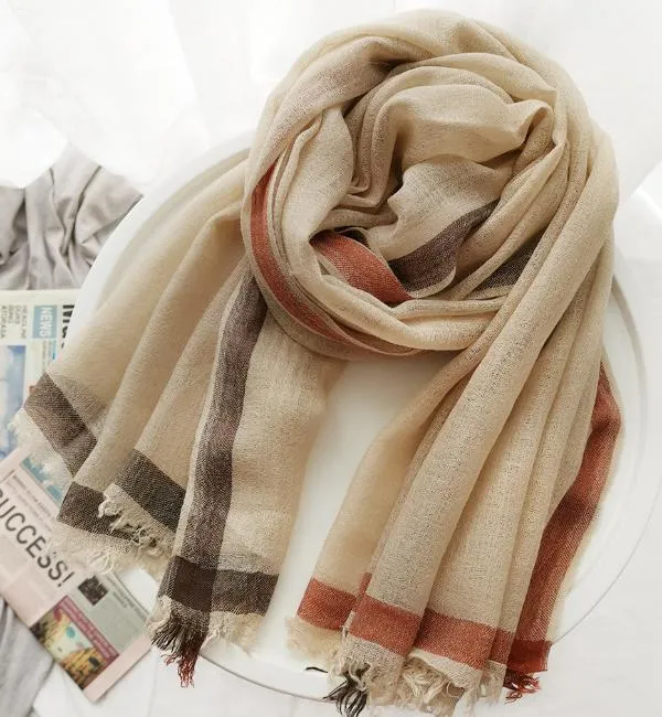 Autumn and Winter Latest Big Size Strip Pattern Lady Long Fashion Scarf