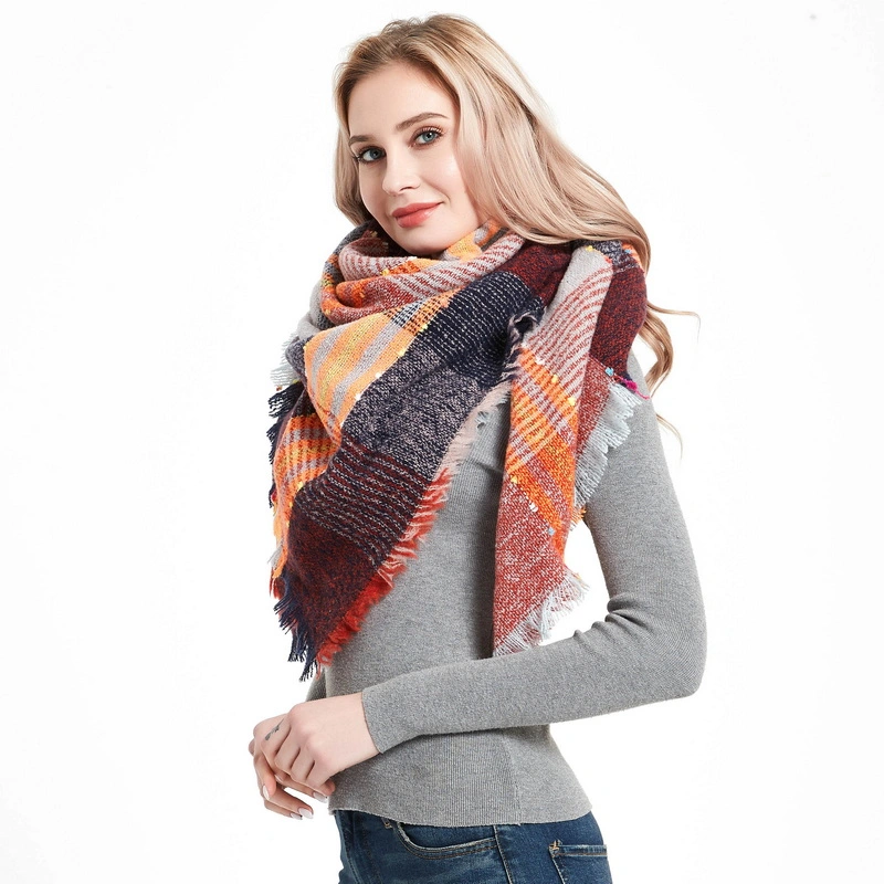 Soft Warm Fashion Women Tartan Square Scarf